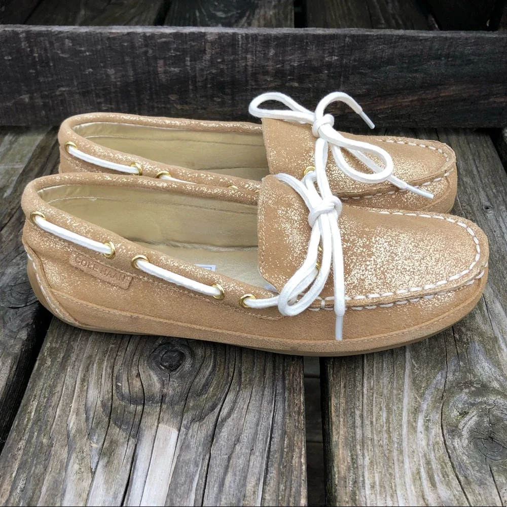 - Cole Haan Gold Leather Moccasins SZ 3! NEW!